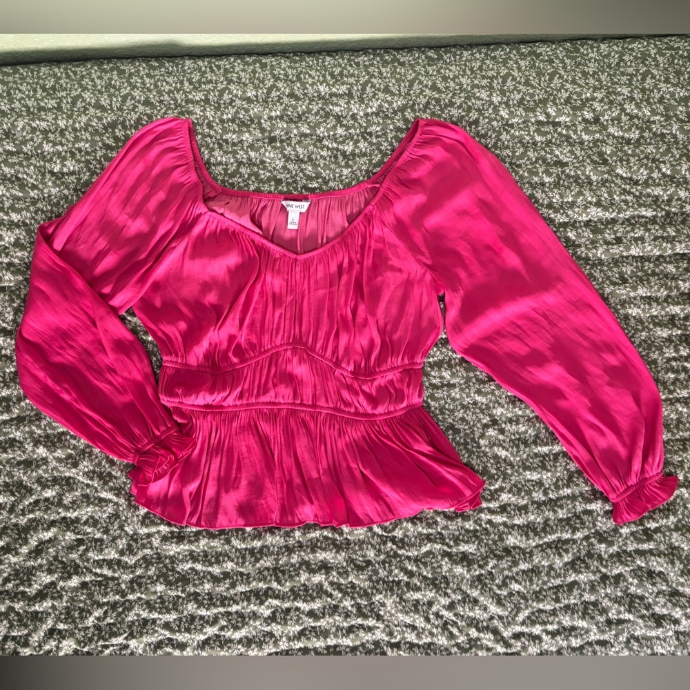 Nine West Fuchsia Blouse with Long Sleeves